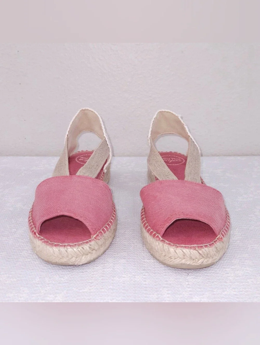 Toni Pons Elora-V Espadrille Sandals Blush Pink Slip-On Peep-Toe Flats